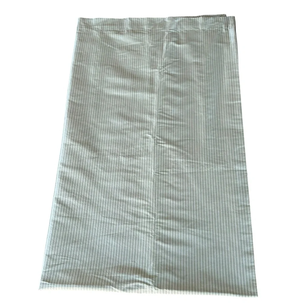 Restoration Hardware 2-Piece Thai Silk Drapes Sage Green Tonal Stripe 50x84 FLAW